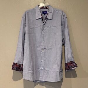 TALLIA White and Red Patterned Button Down Shirt